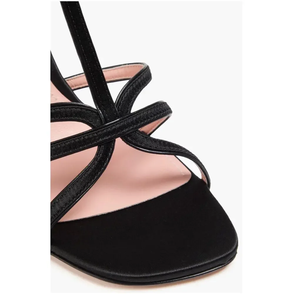Zimmermann Black Satin Strappy Heels Sandals EU 38 Ankle Strap Women's
